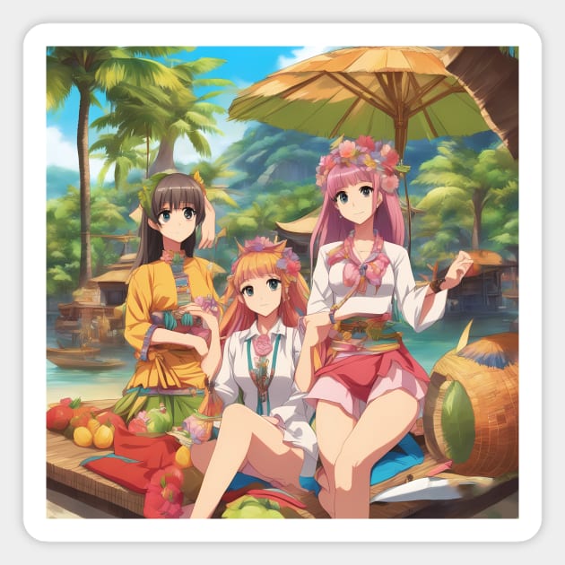 Anime All Day anime girls  collor Magnet by animegirlnft